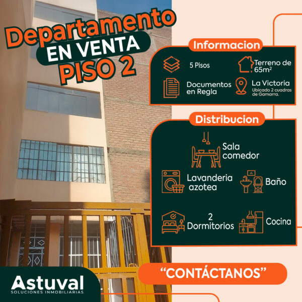 DEPARTAMENTO EN VENTA - PISO 2  - LA VICTORIA