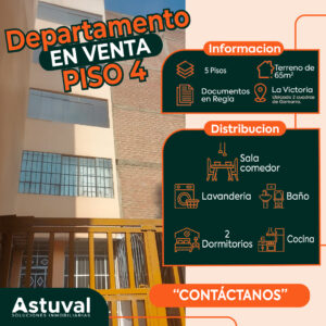 DEPARTAMENTO EN VENTA - PISO 4  - LA VICTORIA