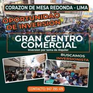 CENTRO COMERCIAL - INVERSION POR TEMA DE ALQUILER CENTRO DE LIMA (MESA REDONDA)
