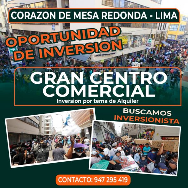 CENTRO COMERCIAL - INVERSION POR TEMA DE ALQUILER CENTRO DE LIMA (MESA REDONDA)